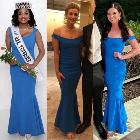 La Petite Robe di Chiara Boni Cobalt Maeli Gown Maxi Dress in Size Medium - Picture 6 of 13